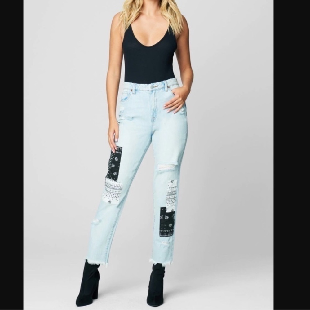 Blank NYC The Madison Late Night Out High Rise Crop Patchwork Jeans 26" NWT